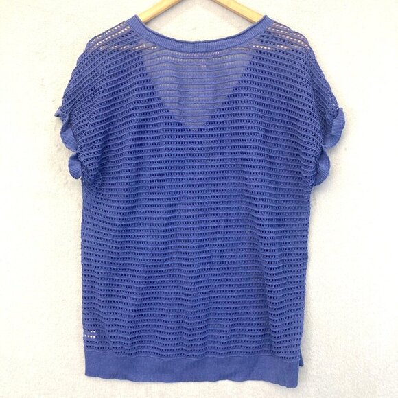 VICTORIA'S SECRET Flax Blend Short Sleeve Open Knit Sweater Size Small S Purple - Picture 2 of 10